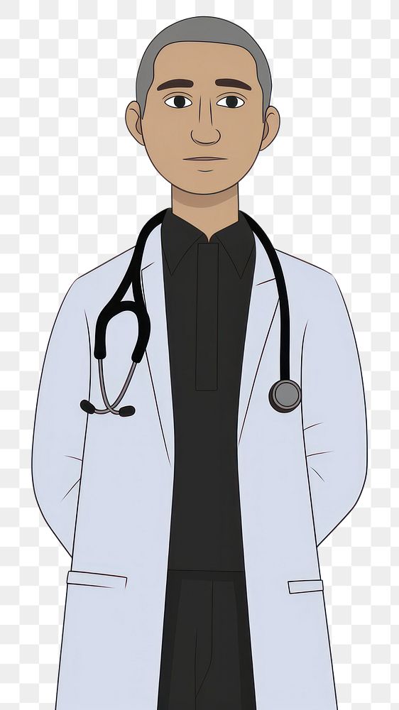 PNG  Docter cartoon adult stethoscope. AI generated Image by rawpixel.
