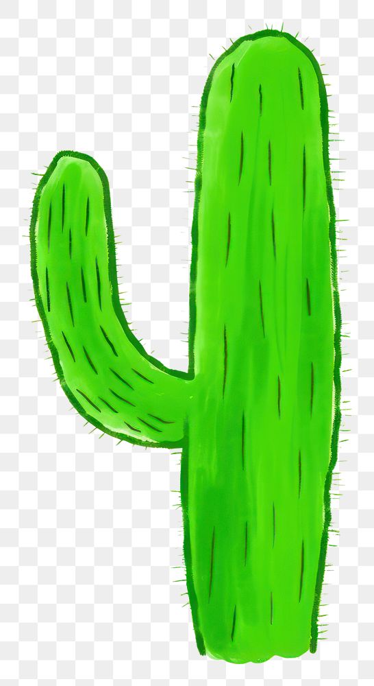 PNG  Green cactus drawing plant white background. AI generated Image by rawpixel.