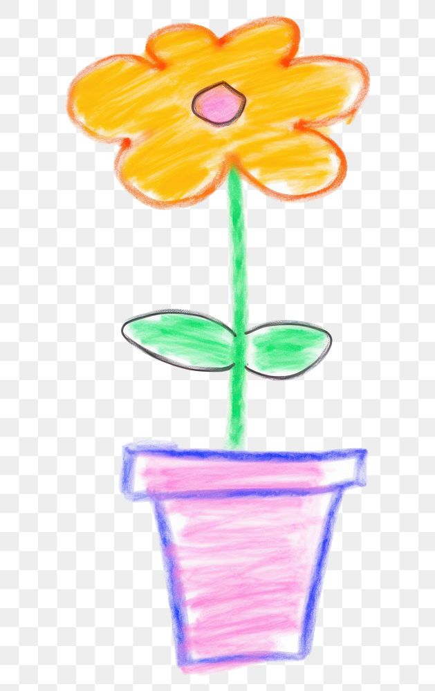 PNG  Flower in pot drawing sketch petal. AI generated Image by rawpixel.
