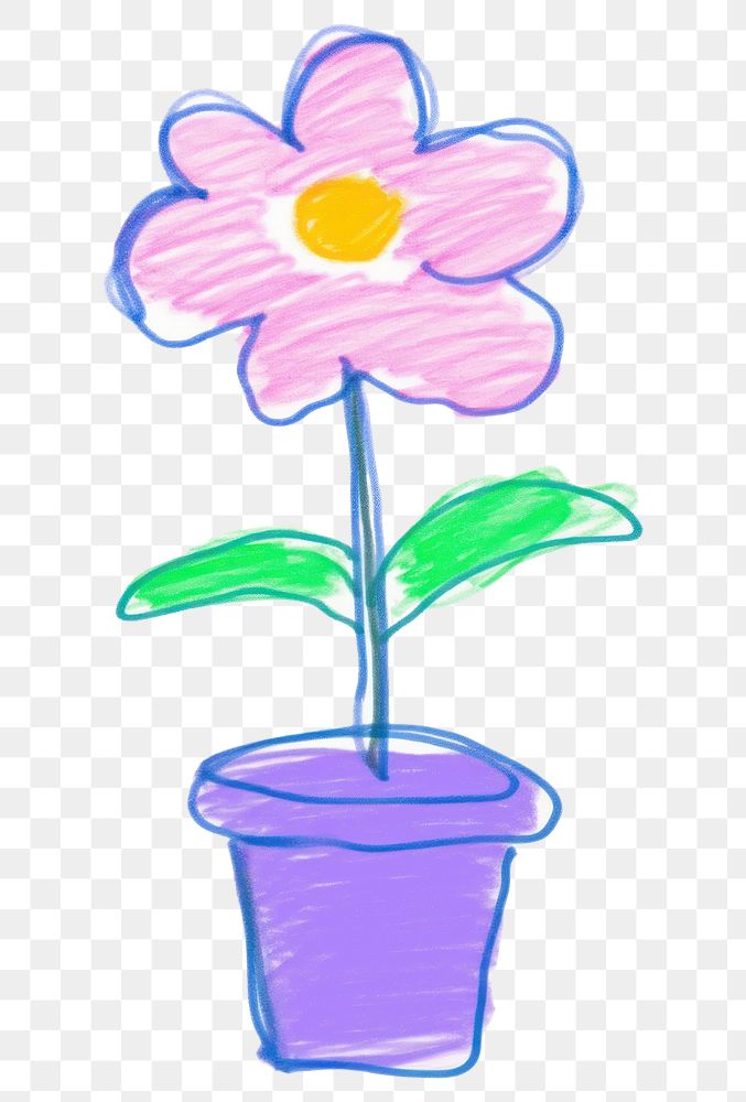 PNG  Flower in pot drawing petal plant. 