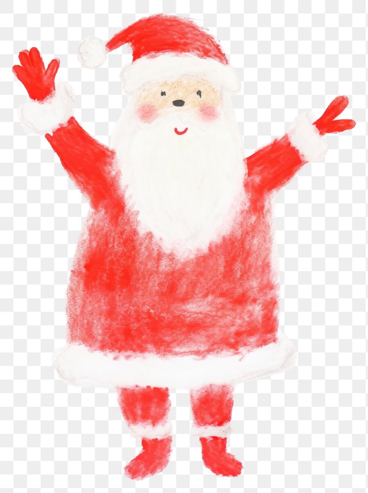 PNG  Santa waving hand snowman drawing white background. AI generated Image by rawpixel.