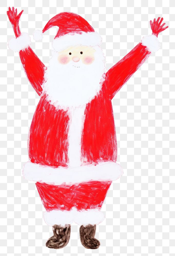 PNG  Santa waving hand drawing snowman white background. AI generated Image by rawpixel.