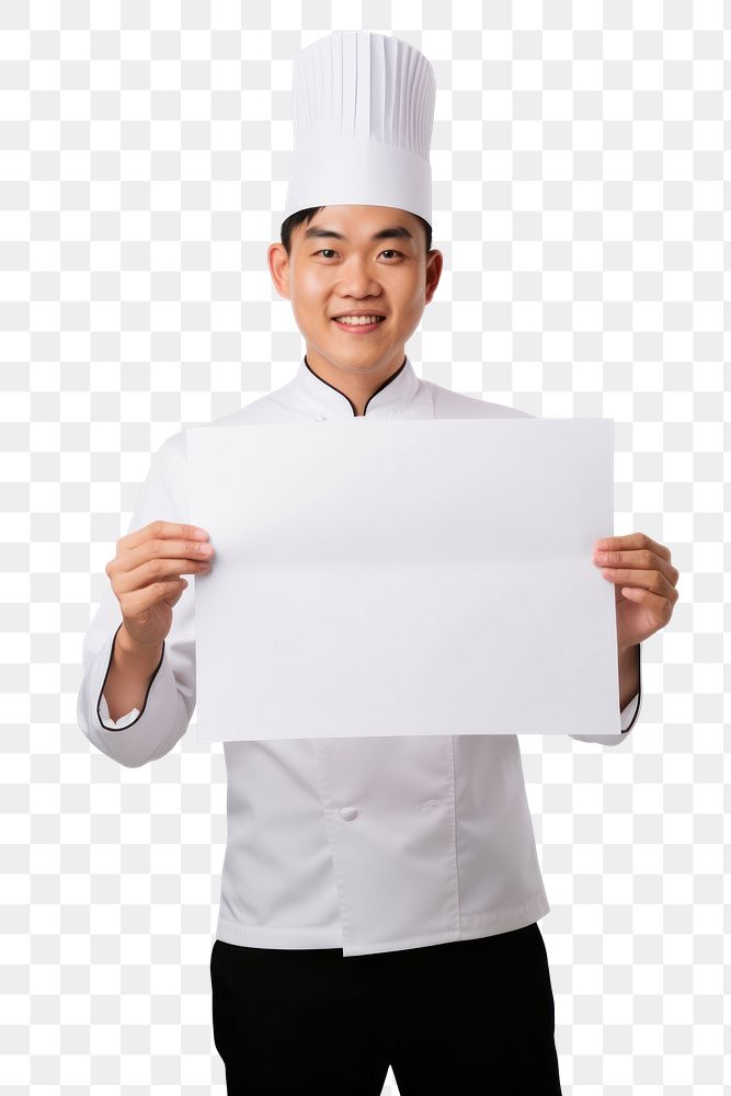 PNG A asian chef in uniform man portrait holding paper. AI generated Image by rawpixel.