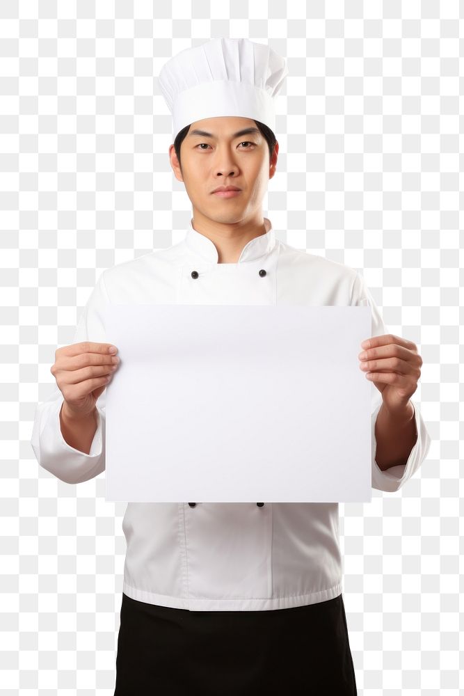 PNG A asian chef in uniform man portrait holding paper. AI generated Image by rawpixel.