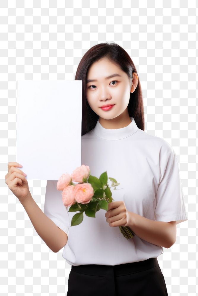 PNG A asian florist woman portrait holding flower. AI generated Image by rawpixel.