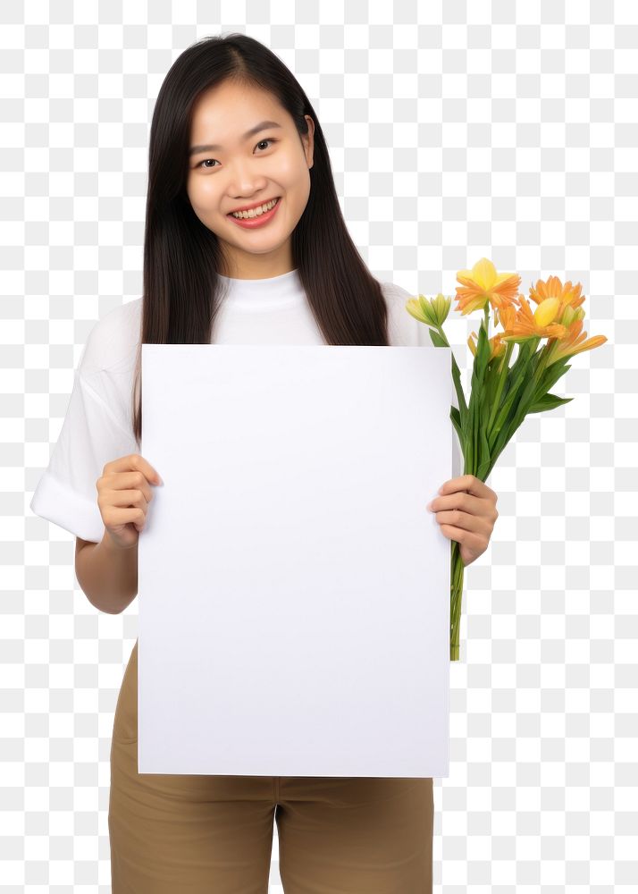 PNG A asian florist woman portrait holding flower. AI generated Image by rawpixel.