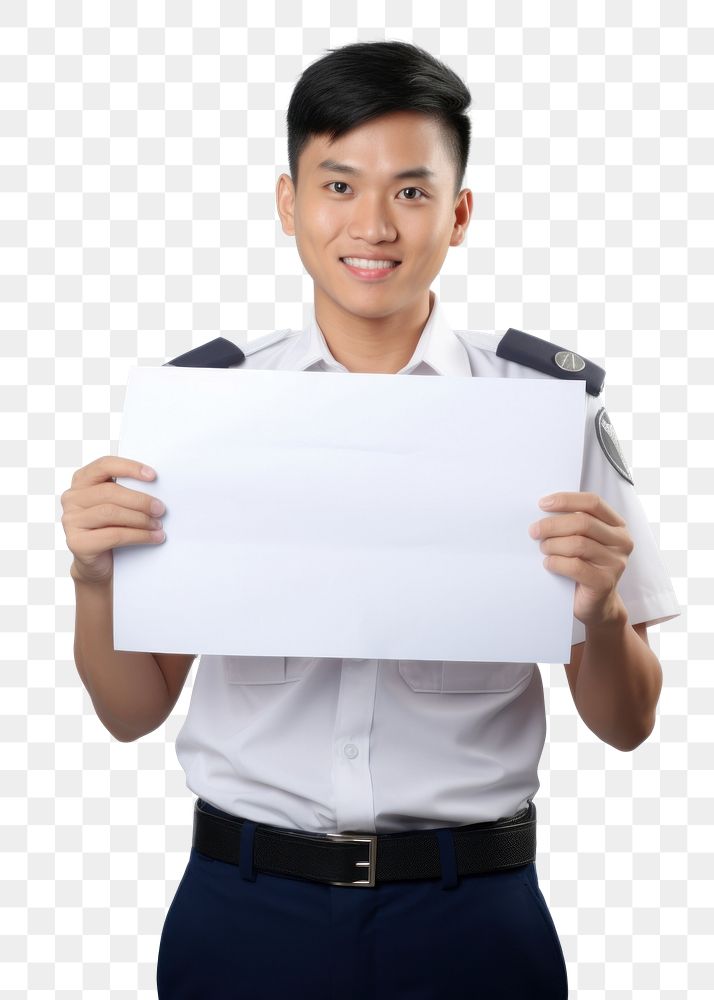 PNG A asian police men portrait holding paper. AI generated Image by rawpixel.
