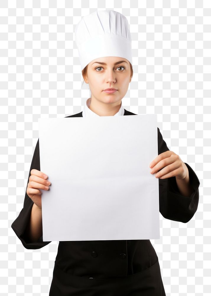 PNG A chef in uniform woman portrait paper holding. AI generated Image by rawpixel.
