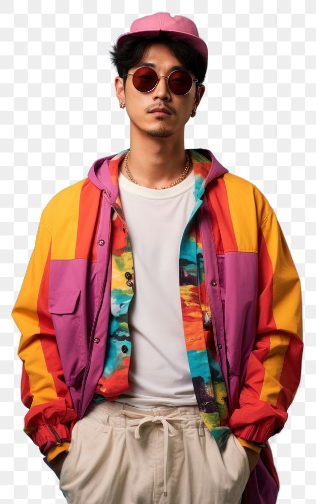 PNG A chinese man in a wearing colorful beach clothing portrait sunglasses fashion. AI generated Image by rawpixel.
