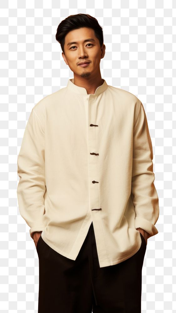 PNG A chinese man in a wearing clothing poses adult outerwear happiness. AI generated Image by rawpixel.
