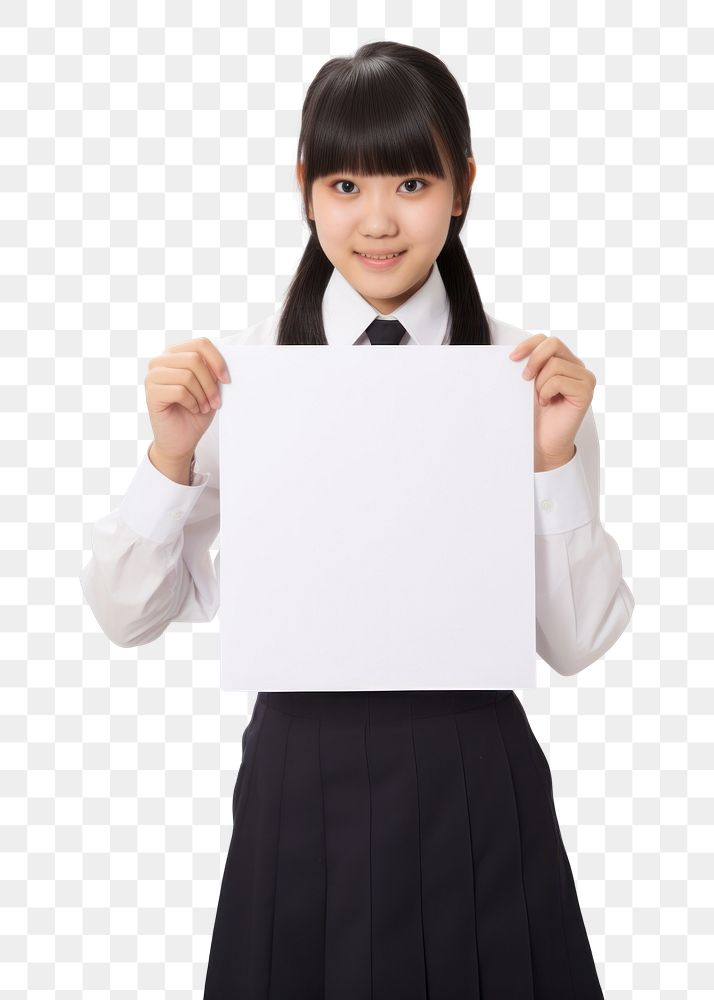 PNG A japan student uniform girl portrait holding paper. AI generated Image by rawpixel.