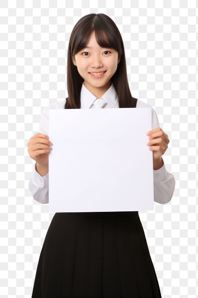 PNG A japan student uniform girl portrait holding paper. AI generated Image by rawpixel.