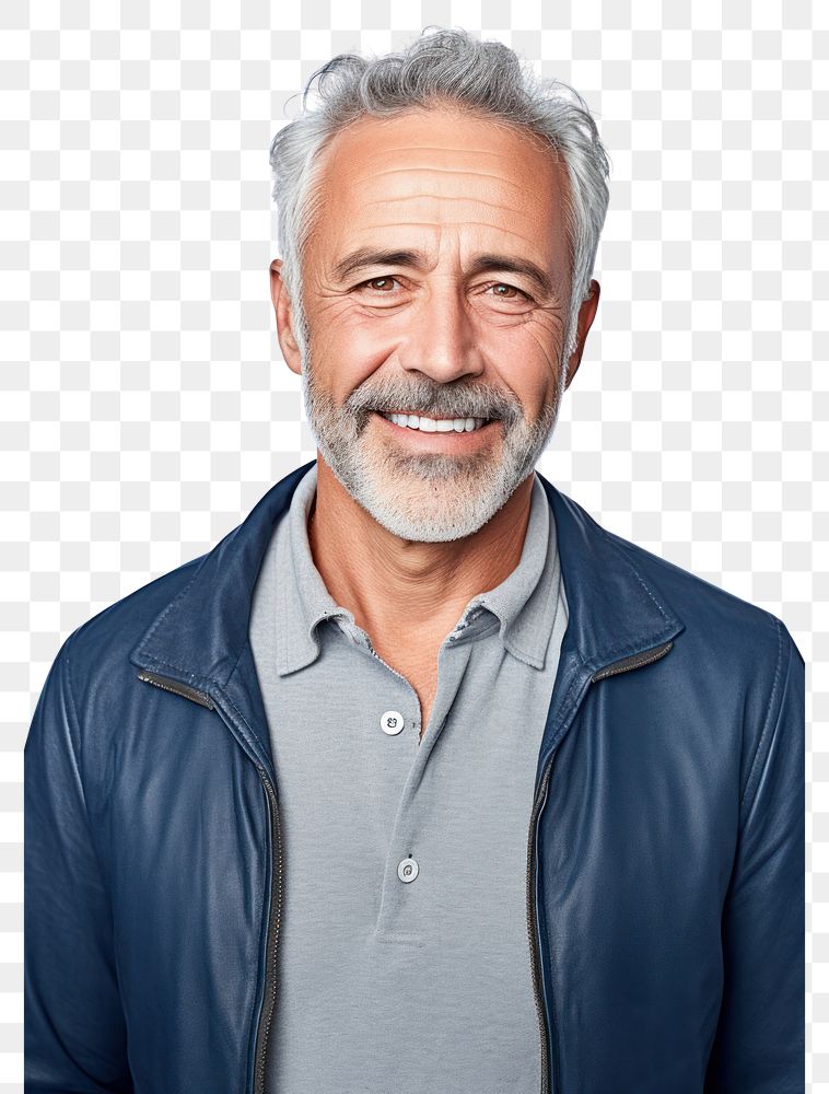 PNG  Smiling mature man standing portrait adult smile. AI generated Image by rawpixel.