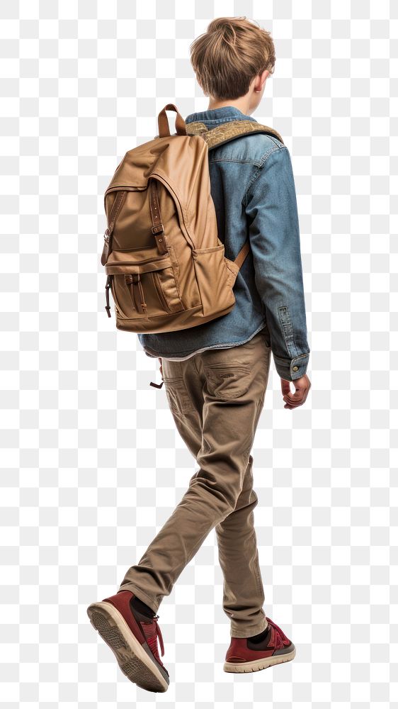 PNG A student boy walking backpack bag