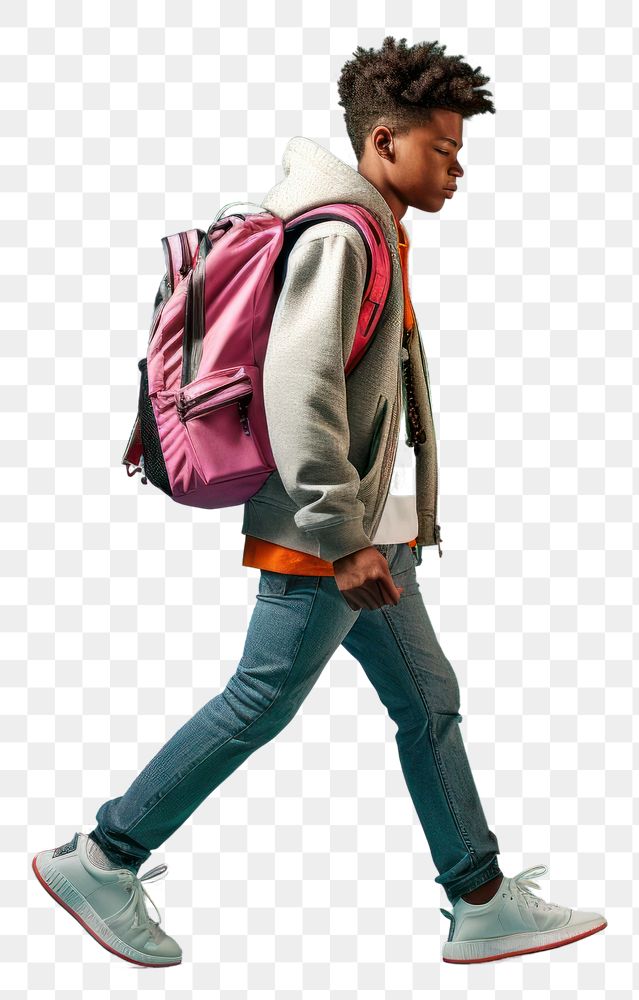 PNG Student backpack footwear walking. AI generated Image by rawpixel.