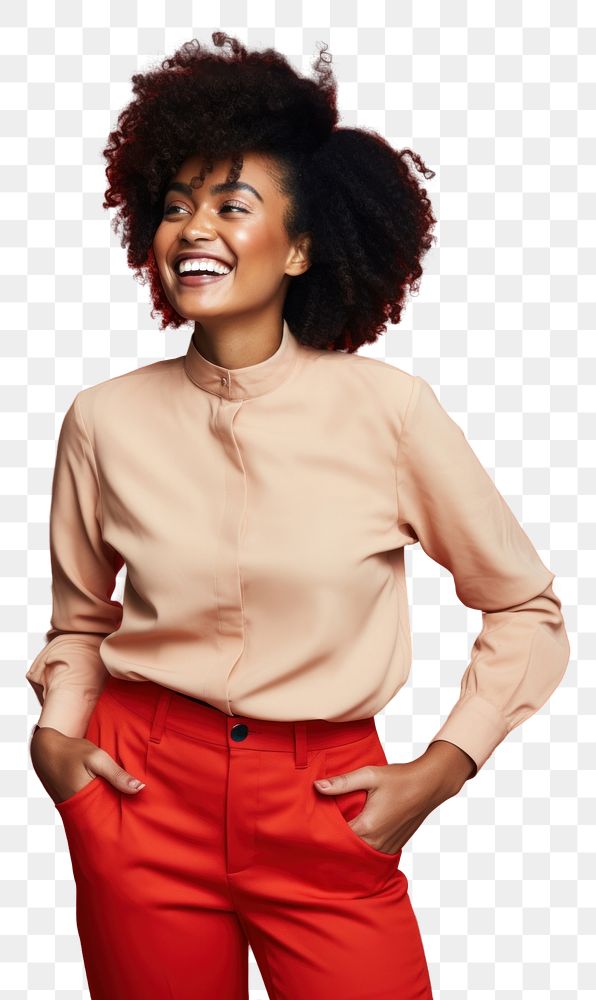 PNG Black woman blouse adult smile. AI generated Image by rawpixel.