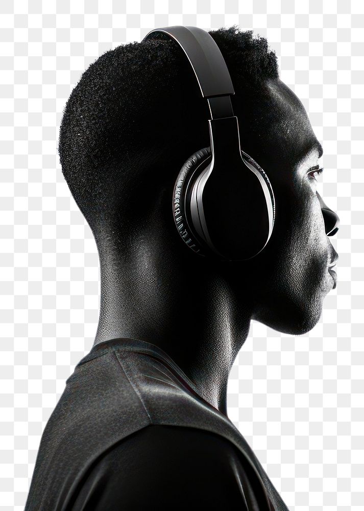 PNG Silhouette headphones silhouette portrait. AI generated Image by rawpixel.