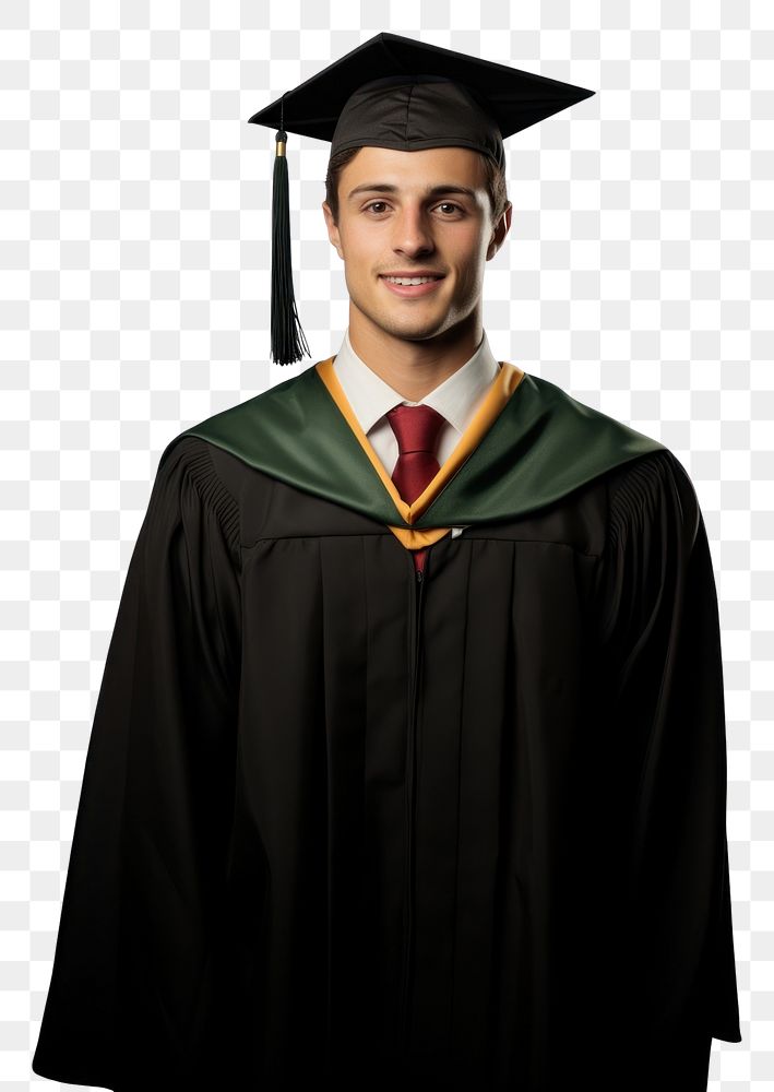 PNG  A man Wear a graduation gown adult intelligence certificate. AI generated Image by rawpixel.