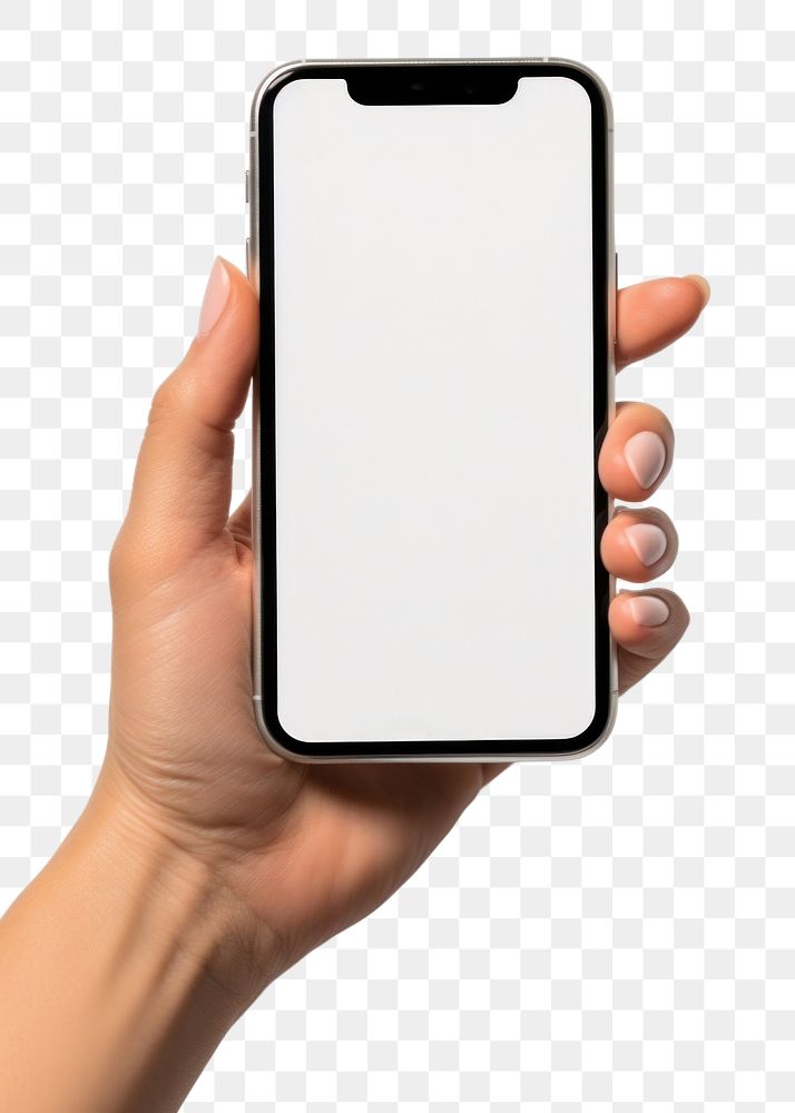 PNG A Phone mockup in different woman hand phone white background photographing