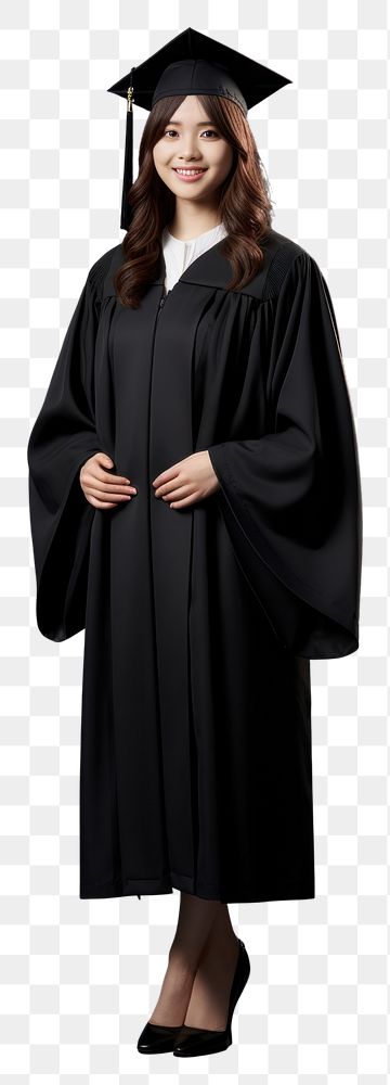 PNG  A women Wear a graduation gown student adult intelligence. AI generated Image by rawpixel.