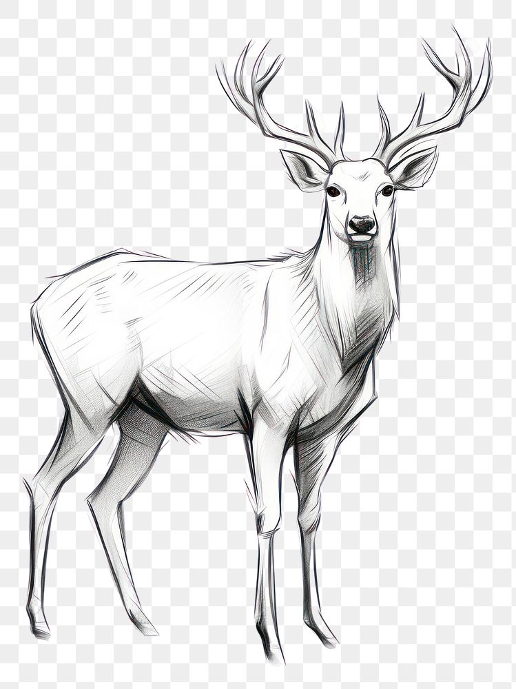 PNG Deer drawing wildlife animal. AI generated Image by rawpixel.