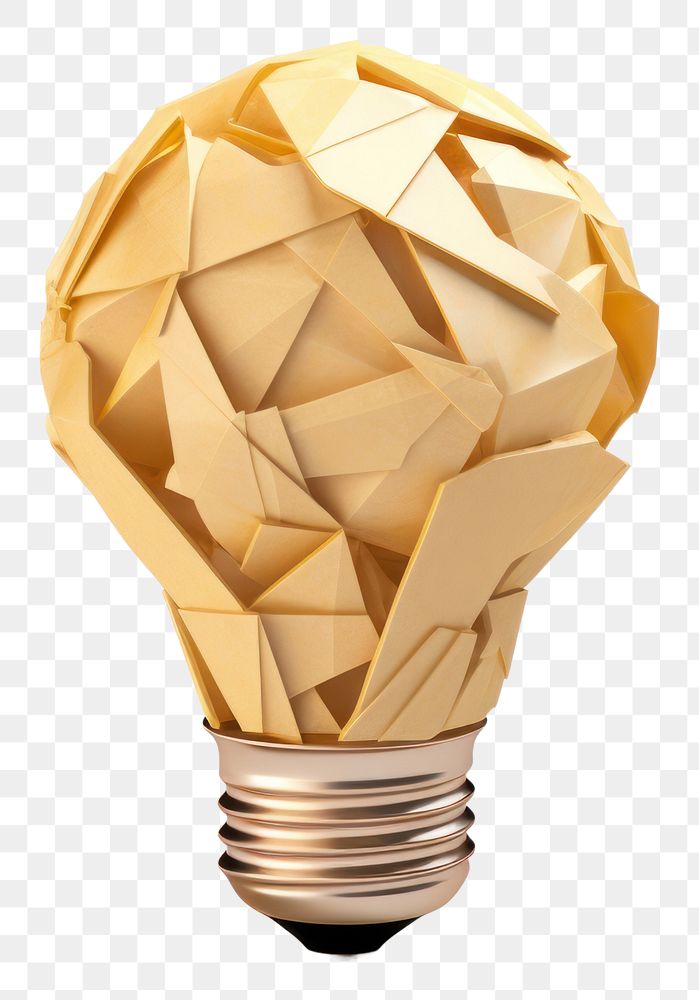 PNG Light bulb lightbulb origami white background. AI generated Image by rawpixel.