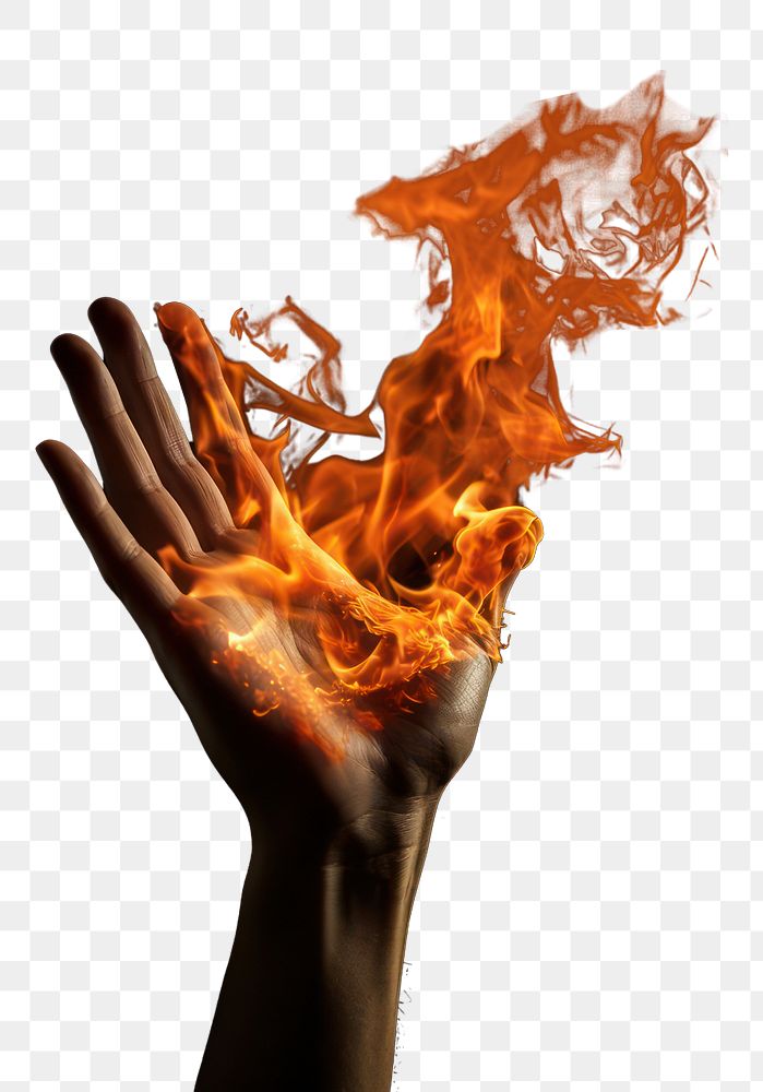 PNG Hand hand fire burning. AI generated Image by rawpixel.