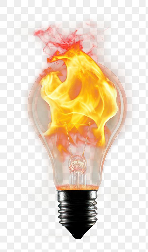 PNG Light bulb lightbulb fire burning. AI generated Image by rawpixel.