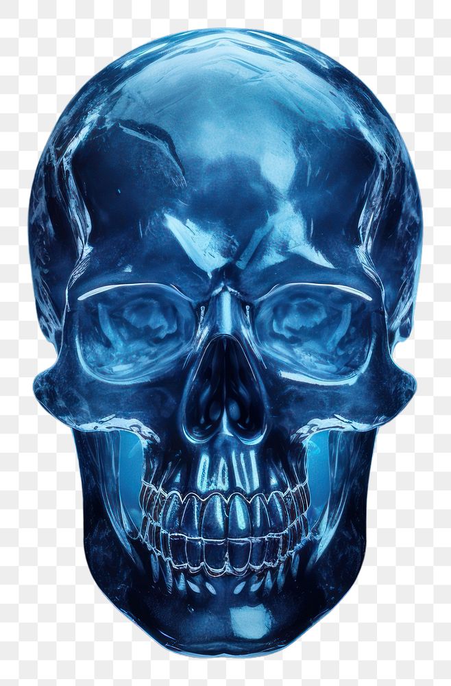PNG Skull blue illuminated tomography. 