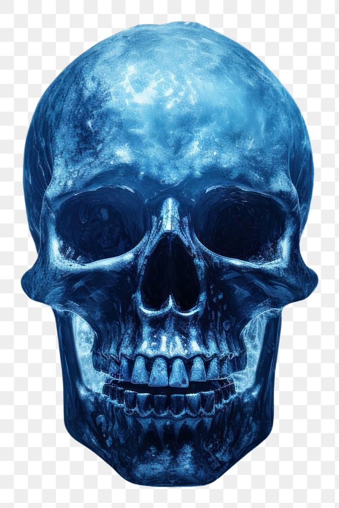 PNG Skull blue anthropology radiography. AI generated Image by rawpixel.