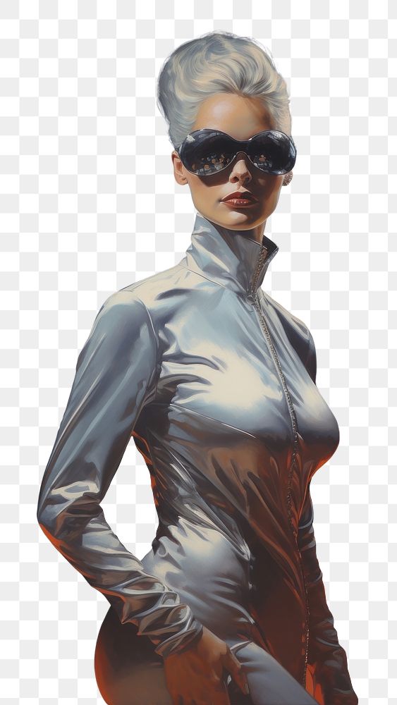 PNG Business woman in chromium skin art sunglasses painting. AI generated Image by rawpixel.
