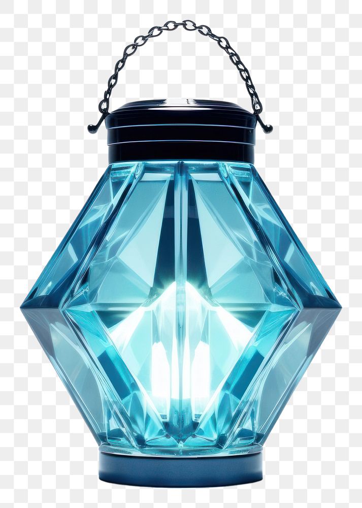 PNG Blue crystal holographic lantern lamp illuminated electricity