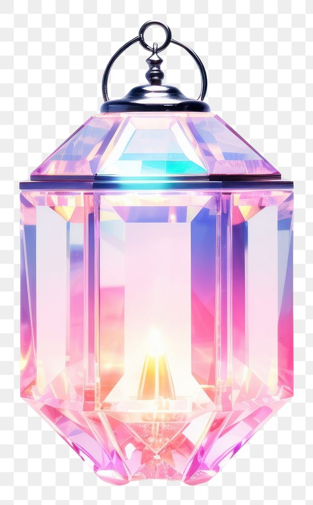 PNG Crystal holographic lantern lamp illuminated decoration. AI generated Image by rawpixel.
