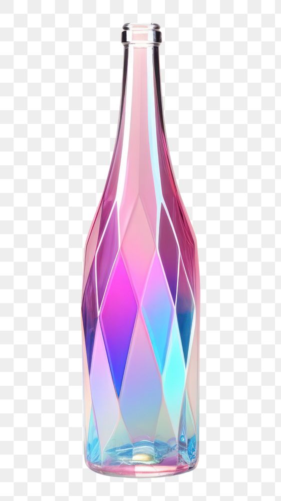 PNG Crystal holographic wine bottle glass vase white background. AI generated Image by rawpixel.