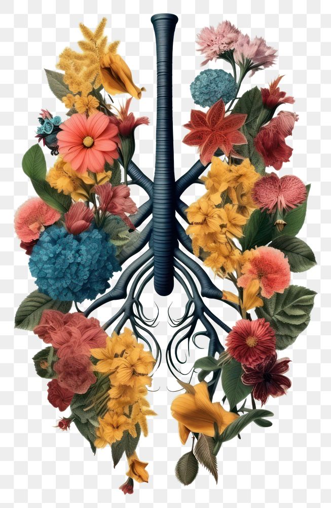 PNG  Flowers on the lungs pattern art plant. AI generated Image by rawpixel.