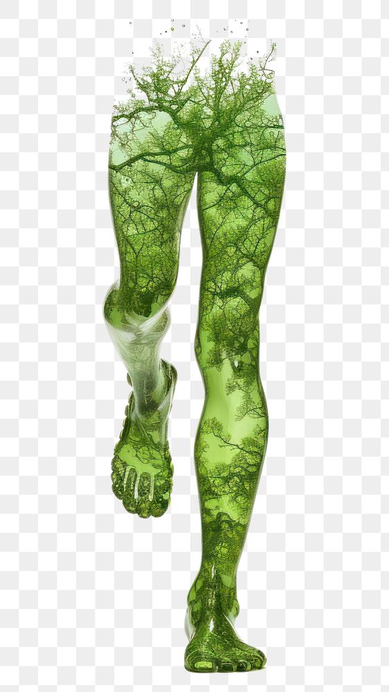 PNG  Green Human walking footprints shape adult human strength. AI generated Image by rawpixel.