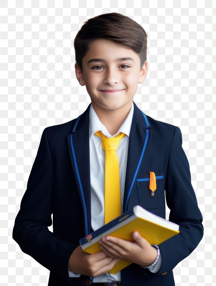 PNG  A smile student boy holding book portrait reading intelligence. AI generated Image by rawpixel.
