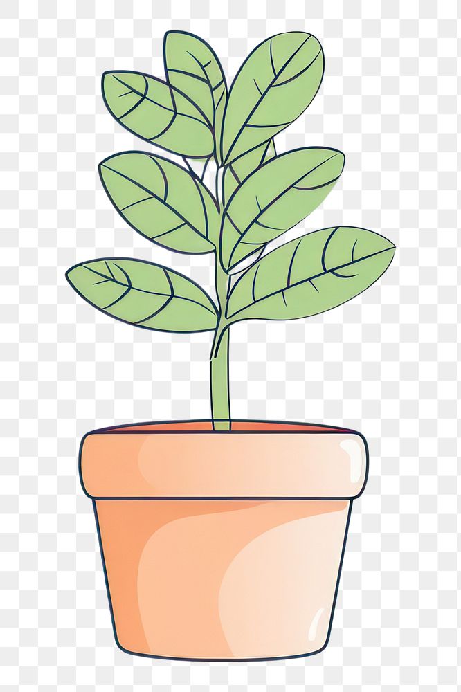 PNG Potted plant cartoon leaf houseplant. AI generated Image by rawpixel.