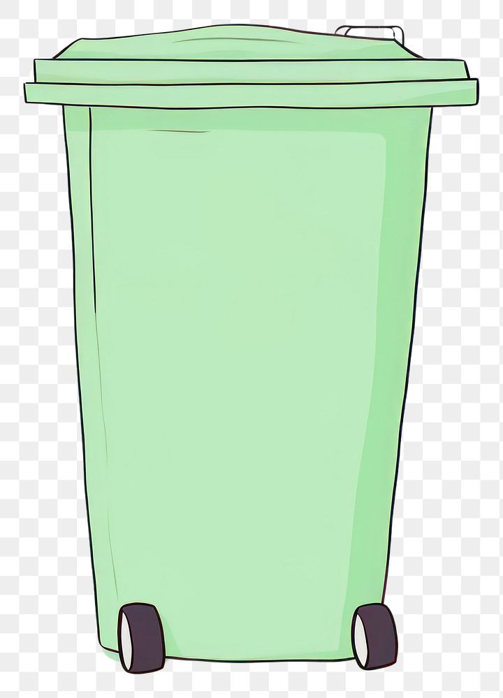 PNG Green trashcan cartoon line recycling. AI generated Image by rawpixel.