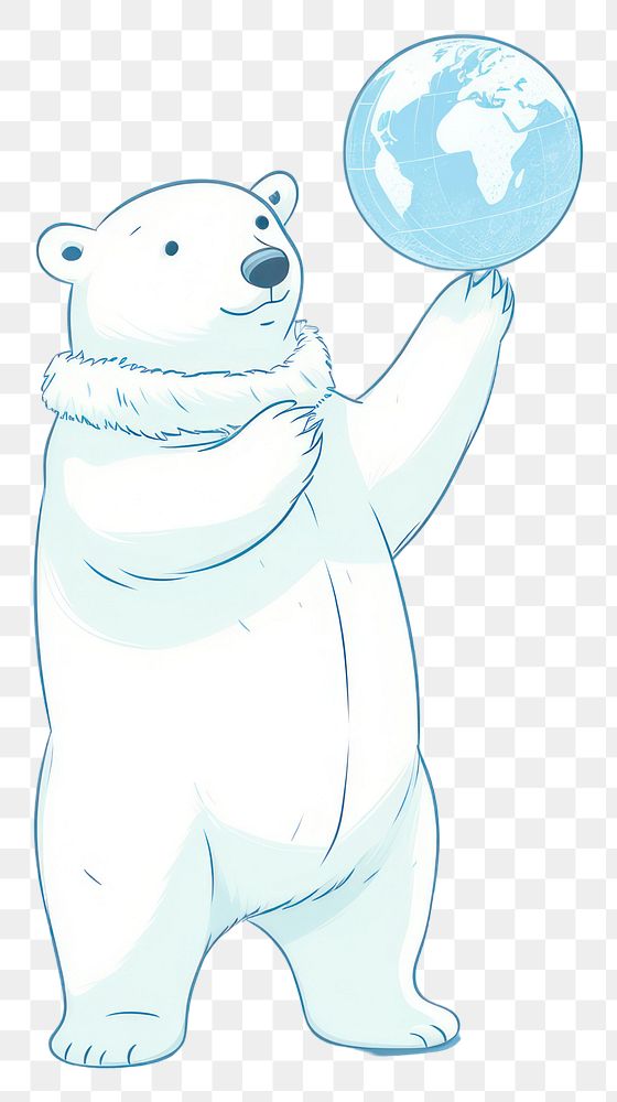 PNG Polar bear holding globe cartoon mammal nature. AI generated Image by rawpixel.
