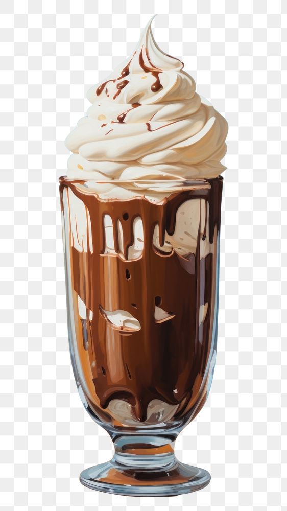 PNG Glass of iced chocolate with cream dessert sundae food. AI generated Image by rawpixel.