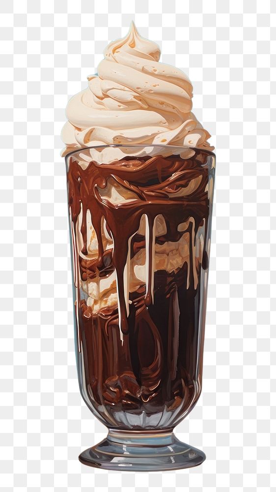 PNG Iced chocolate with creams dessert sundae food. AI generated Image by rawpixel.