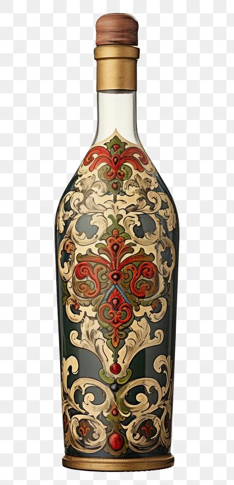 PNG  Wine bottle pattern drink refreshment. AI generated Image by rawpixel.