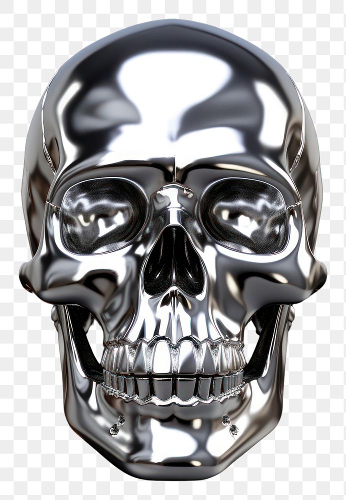 PNG Human skull silver monochrome disguise. AI generated Image by rawpixel.