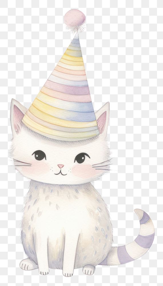 PNG Cat wearing party hat drawing sketch cute. AI generated Image by rawpixel.