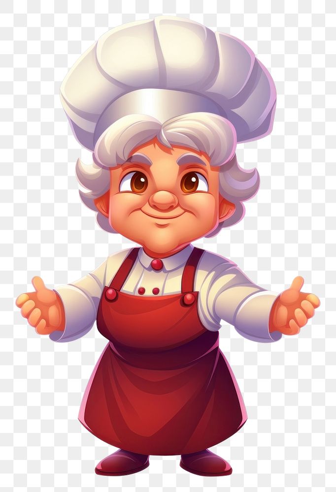 PNG Grand mother chef cartoon white background happiness. AI generated Image by rawpixel.