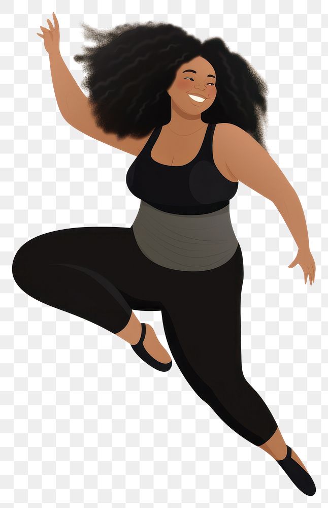 PNG Chubby woman leggings dancing smiling. AI generated Image by rawpixel.