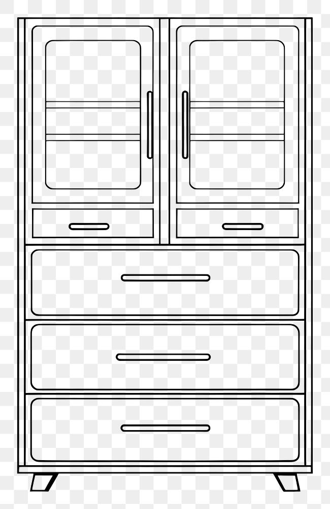 PNG  Cabinet furniture drawer sketch. AI generated Image by rawpixel.