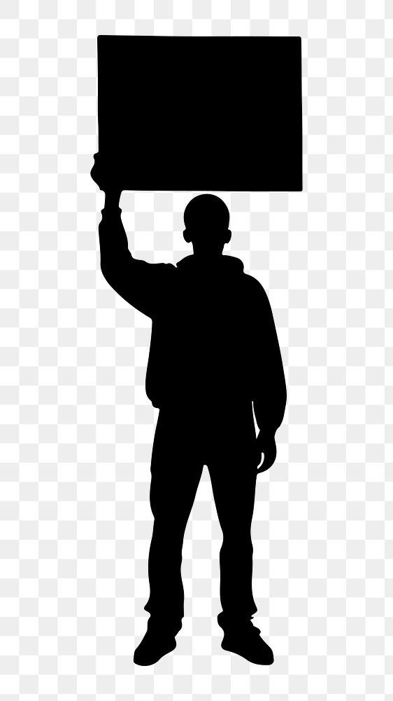 PNG  Protesting man silhouette adult sign.