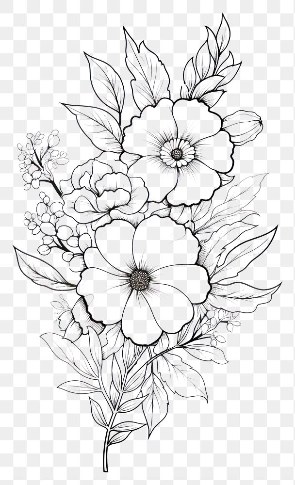 PNG  Floral sketch pattern drawing